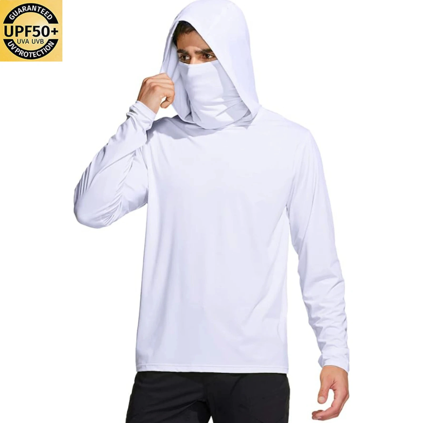 Fishing Mask Sun Protection - Kemeja Pancing Pria Berwarna Solid dengan
