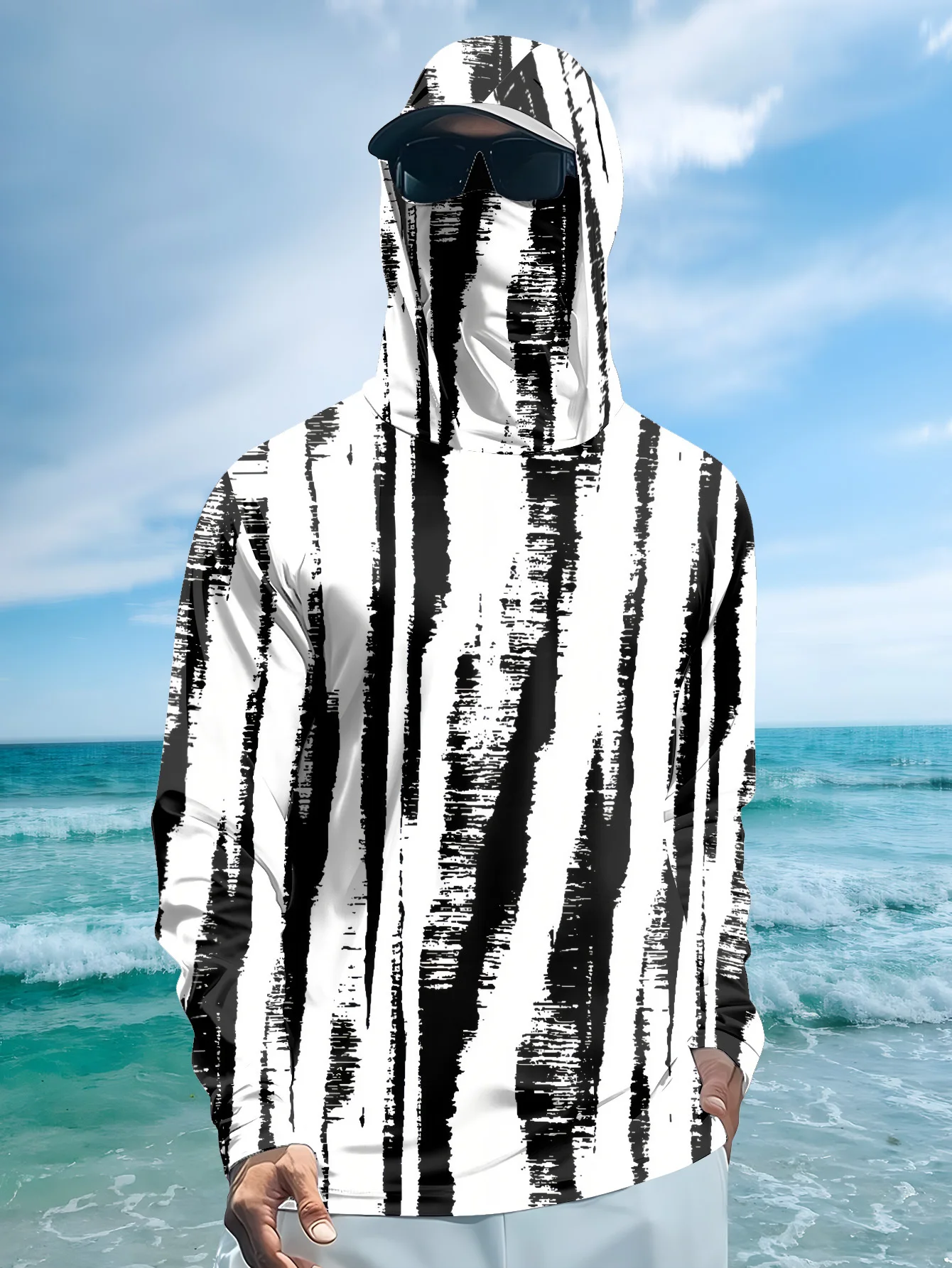 Hoodie Pancing Pria dengan Mot - Fishing Mask Sun Protection ulasan dan harga