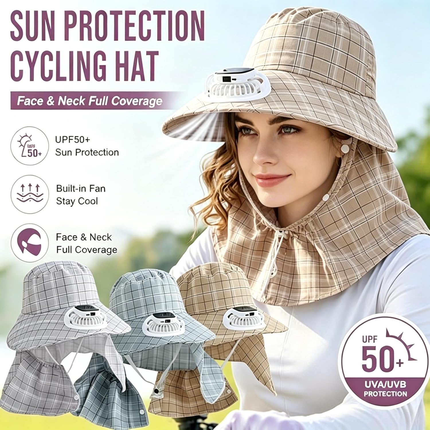 1PC Topi Kipas Pelindung Leher - Fishing Hat ulasan dan harga