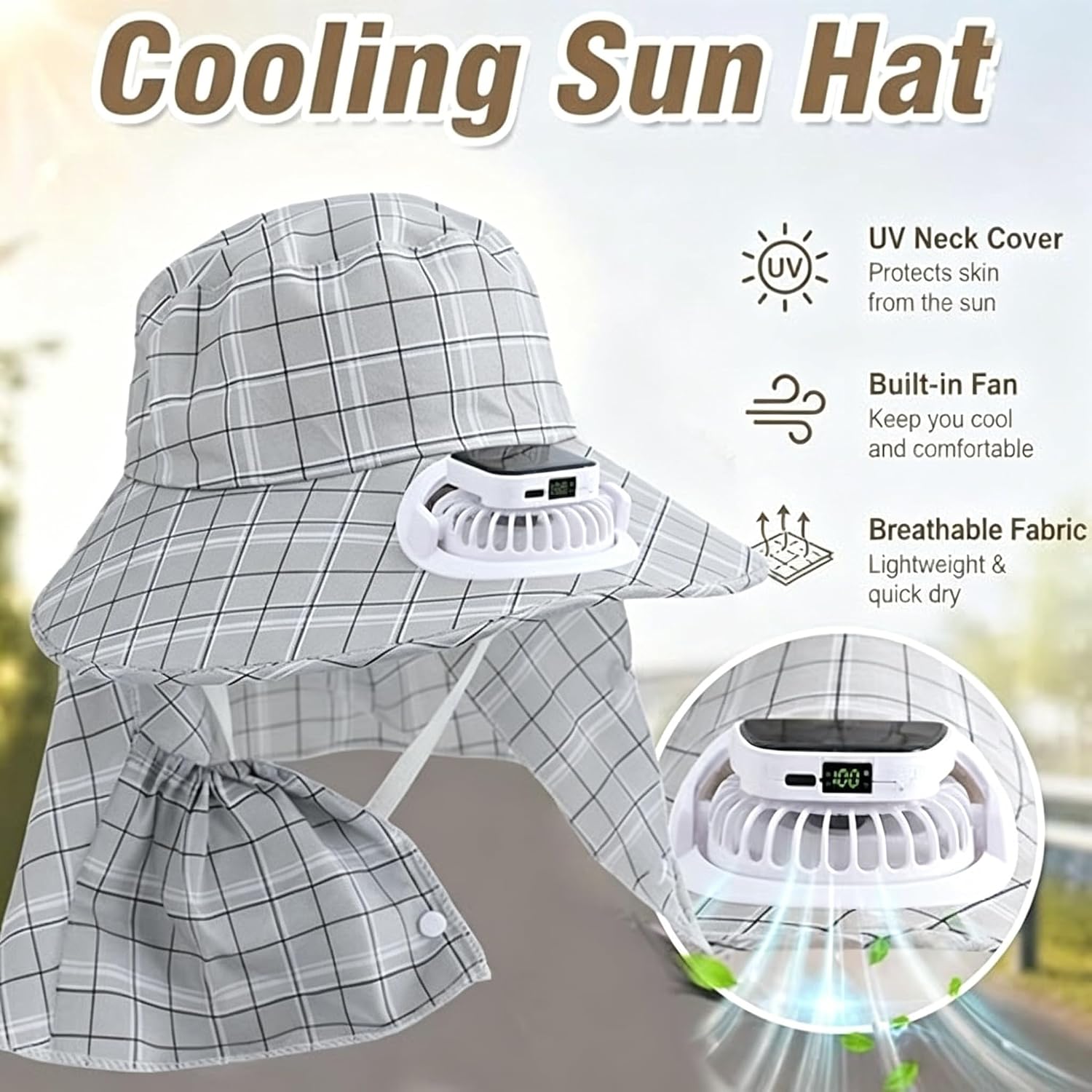 1PC Topi Kipas Pelindung Leher - Fishing Hat ulasan dan harga