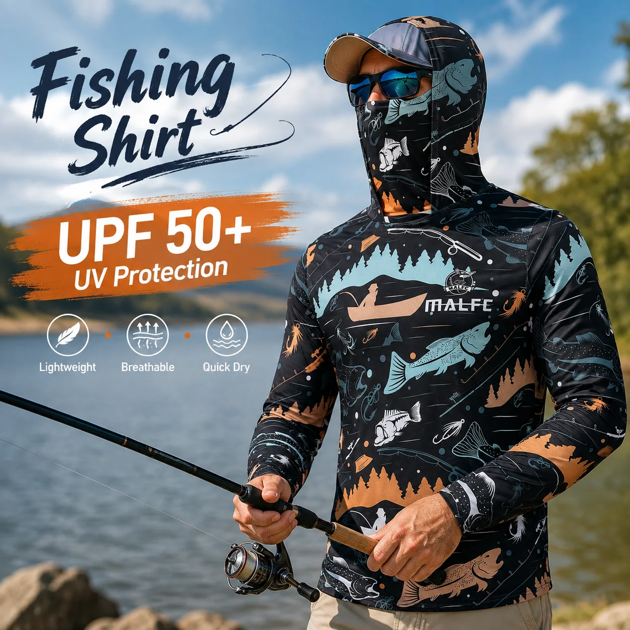 Kemeja Pancing Lengan Panjang  - Fishing Mask Sun Protection ulasan dan harga