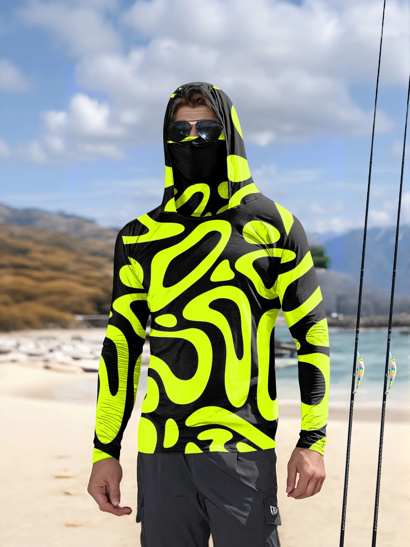 Kemeja Pancing Lengan Panjang  - Fishing Mask Sun Protection ulasan dan harga